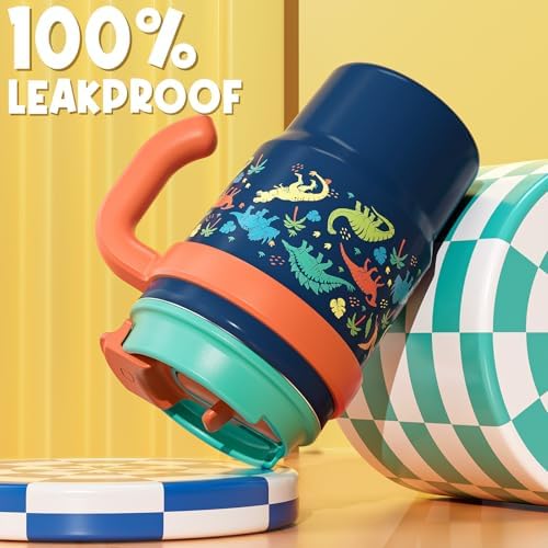 16oz Kids Insulated Tumbler w/Handle, 2 Pack Kids Toddler Water Bottle Cup - Image 5
