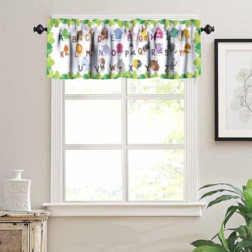 ABC Alphabet Curtains Valance, Cartoon Colorful Animals School Education - Image 5