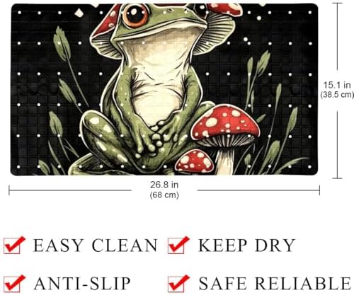 Bathtub Mat Non Slip 26.8x15.1In, Frog Mushrooms Bath Mat - Image 4