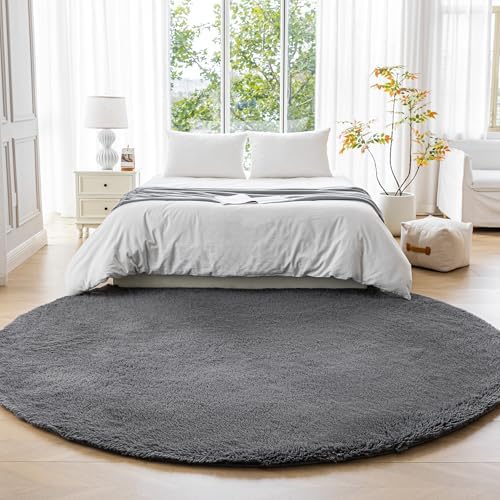 Amazon Basics Fluffy Washable Round Area Rug, Circle Shaggy Carpet - Image 2
