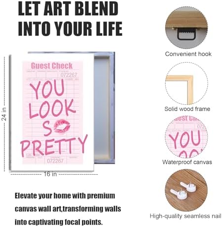 JBZDD 3Pcs Framed Preppy Pink Bathroom Wall Art Set, Funny Guest Check & Shower - Image 3