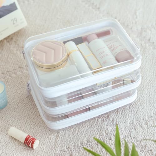 CoiiJoii 6PCS Clear Hard Shell Zipper Case, Portable Cosmetic Bag - Image 2