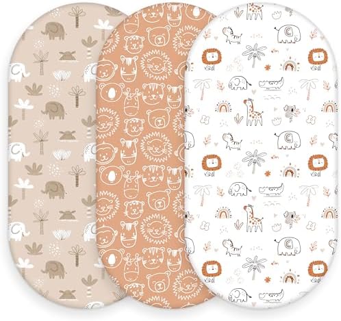 Baby Bassinet Sheets, 3 Pack Fitted Bassinet Mattress Sheets, Compatible by FIEMOL
