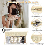 Iqimott 2Pcs Boho Patch SPF Bag Clear Makeup Letter Bag, Waterproof Zipper Make - Image 3