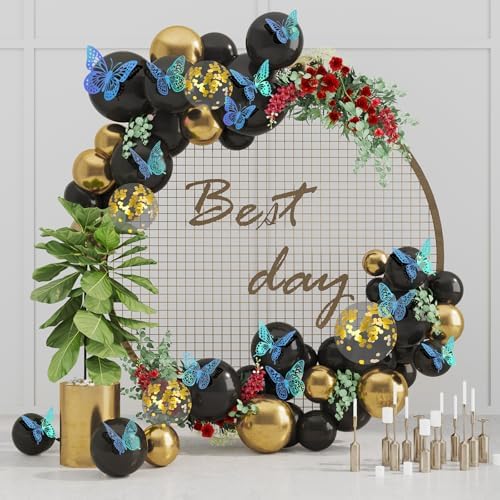 SAOROPEB 3D Butterfly Wall Decor 48 Pcs Laser Blue Butterfly Decorations - Image 2