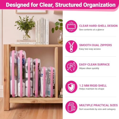 YQBRAO Clear Hard Shell Zipper Cases, 6 Multi-Size Organizers - Image 6