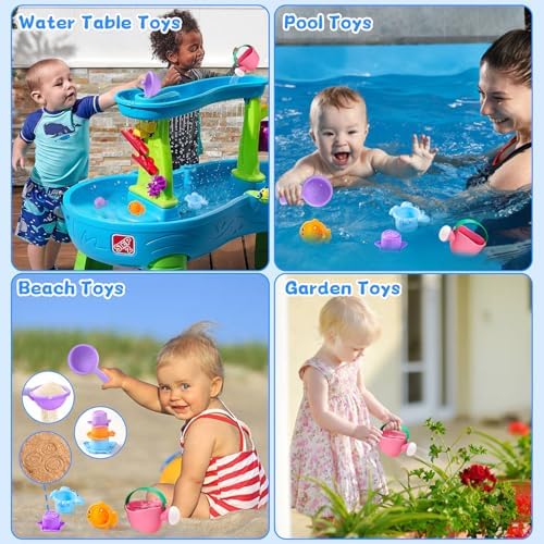 Fajiabao Toddler Bath Toys for Kids Ages 1-3 Stack, Scoop & Pour Set 5PCS - Image 6