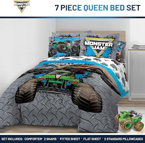 Monster Jam Queen Comforter Set 7 Piece Kids Bedding - Image 2