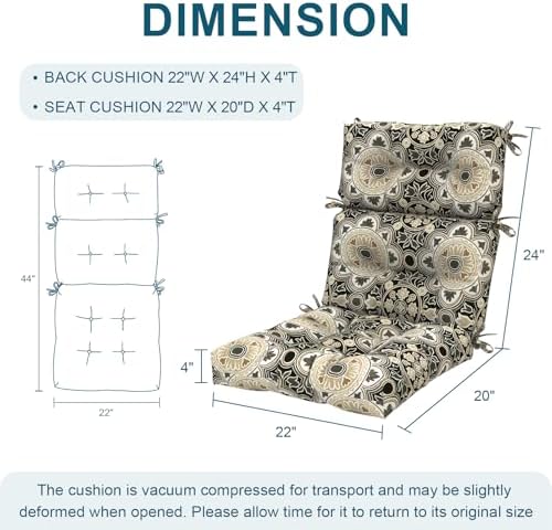 DYTXIII Outdoor High Back Chair Cushions Set of 2, Water Repellent Tufted - Image 3
