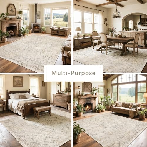 8x10 Washable Area Rugs for Living Room, Dining Room- Morocco Camel - Image 5