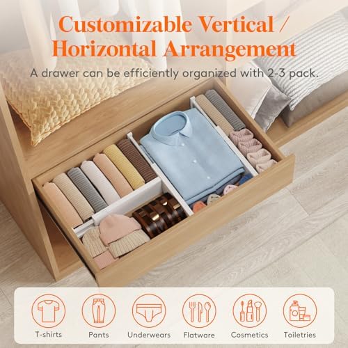 Lifewit 4" High Upgrade Drawer Divider, Adjustable Drawer Organizer Clothes - Image 6