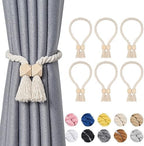 NICEEC 6 Pack Wooden Polyhedron Magnetic Curtain Tiebacks Boho Home Decor Drape by NICEEC
