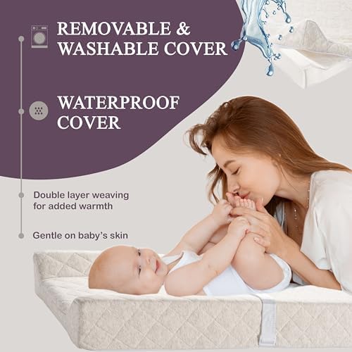 Organic Cotton Covered Contoured Baby Changing Pad | Waterproof Foam Mattress - Image 4