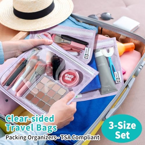HIONXMGA Set of 3 Clear Travel Toiletry Bag, TSA Approved, Quart Size S/M/L - Image 2
