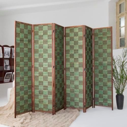 6 Panel Bamboo Room Divider, 5.6 ft Tall Double-Sided Folding Privacy Screen - Image 4