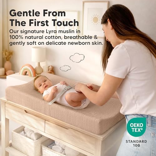 2-Pack Muslin Diaper Changing Pad Covers Boy, Soft Breathable - Image 3