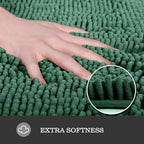 Yeaban Chenille Dark Green Bathroom Rug 17"x24", Non-Slip Rubber Backing - Image 2