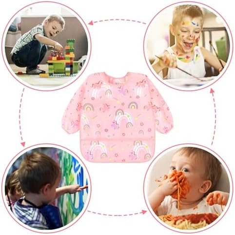 Accmor 5 Pack Long Sleeve Bibs, Baby Smock Waterproof Sleeved Bib Smock - Image 7