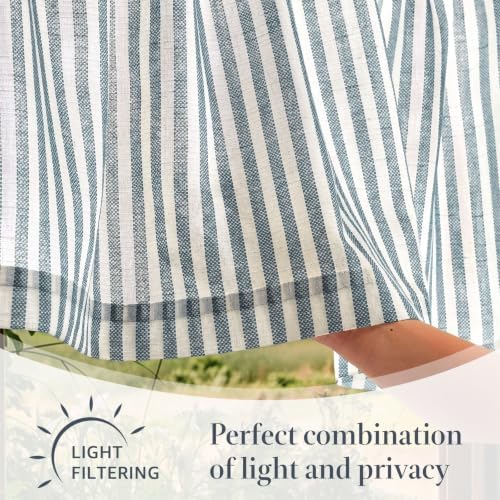 jinchan Linen Boxter Striped Kitchen Valances Blue 50 x 16 inch 2 Panels - Image 6