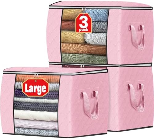 Fab totes 90L Clothes Storage, Foldable Thick Fabric Blanket Storage Bags by Fabtotes
