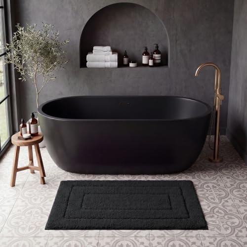 GRANNY SAYS Black Bathroom Rug 36" x 24", Non-Slip Microfiber Bath Mat by GRANNYSAYS