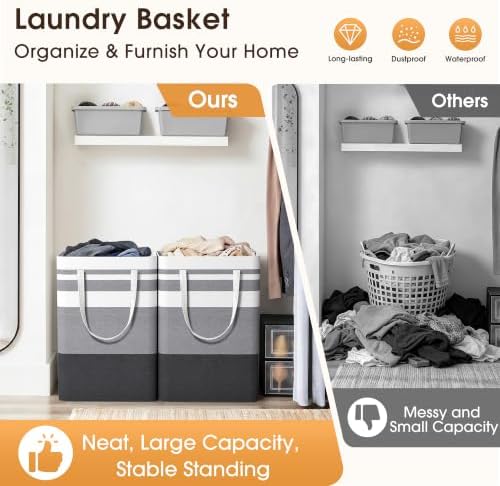 HomeHacks 2 Pack Large Laundry Baskets, Laundry Hampers Bags - Image 4