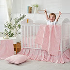 Brandream Crib Bed Skirt for Baby Girls Boys Blush Pink Boho Bohemian Solid - Image 5