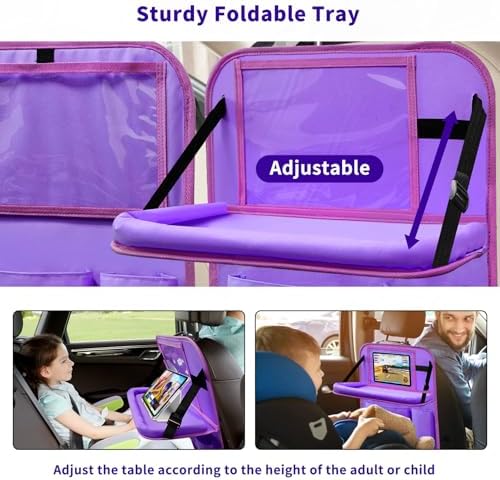 Car Backseat Organizer with Tray, Seat Back Table Holder with 6 Storage Pockets - Image 2