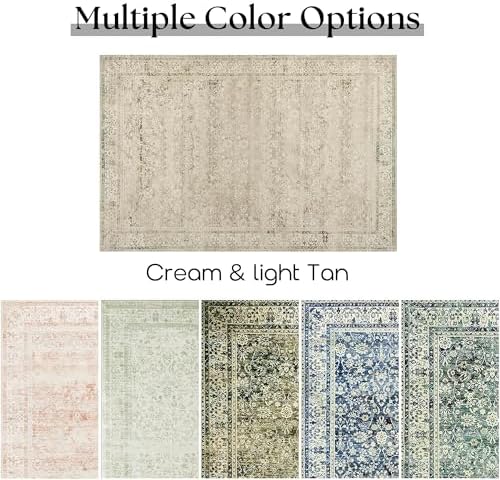 Cream Beige Area Rugs 4x6 Washable Floral Front Door Rug Indoor Entrance - Image 6