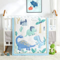 Dinosaur Mini Crib Bedding Set for Boys Light Blue Premium 3-Piece Baby Bedding by WOWELIFE