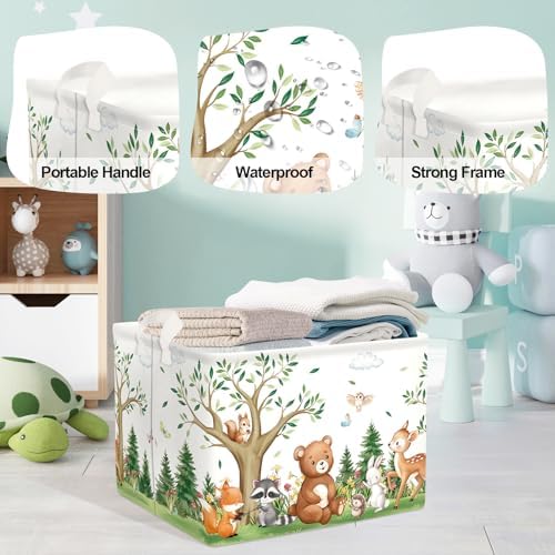 Forest Animals Laundry Hamper Woodland Tree Large Storage Basket Parents - Image 4