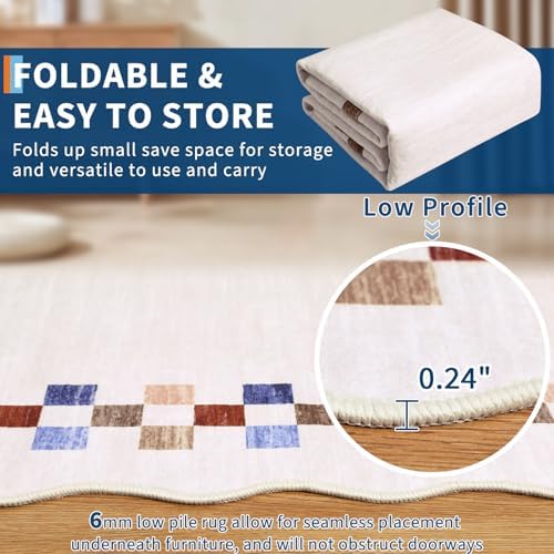 GarveeHome Small Washable Area Rug 2x3 Solid Color Scalloped Kitchen Rugs - Image 5