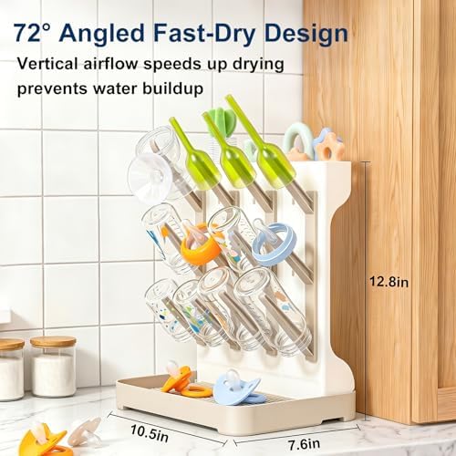 GoMaihe Baby Bottle Drying Rack: Space Saving Vertical Bottle Dryer Holder - Image 4
