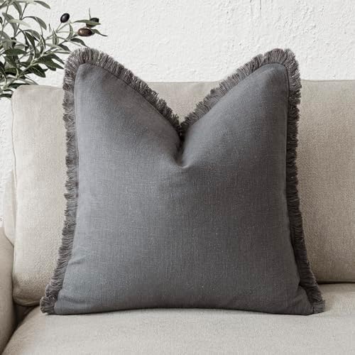Foindtower Decorative Linen Fringe Throw Pillow Covers Cozy Boho Farmhouse by Foindtower