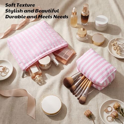 Huhumy 2 Pcs Makeup Bag Set for Women, Wide Stripe - Image 5
