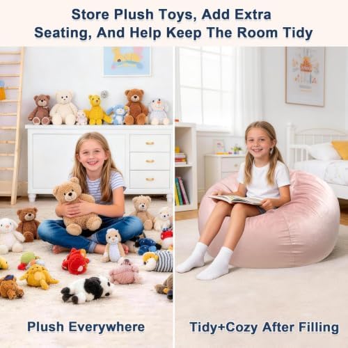 Lukeight Stuffed Animal Storage Bean Bag Chair Cover - Image 3