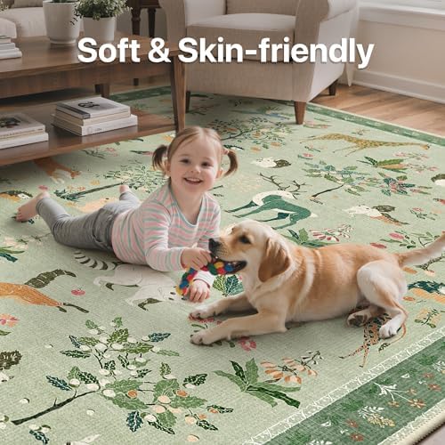 BESBLEE 5X7 Area Rug for Bedroom, Washable Animal Non Slip - Image 6
