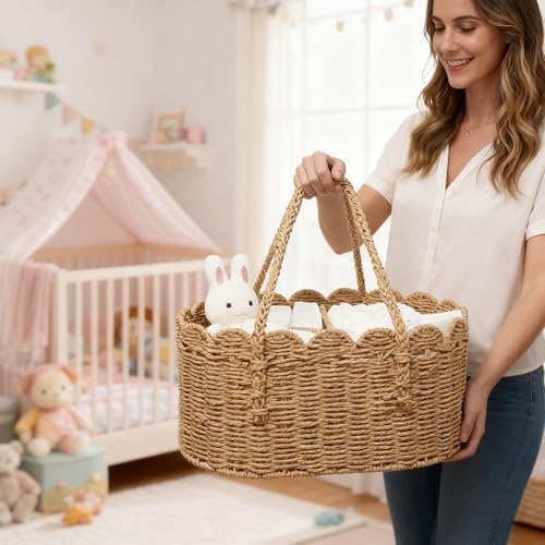 Diaper Caddy Organizer, Paper Rope Storage Baskets Nursery Bin - Image 5