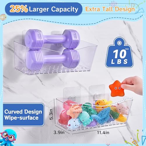 2-Pack Clear Bath Toy Storage Holder, 11.4"L x 5.3"W x 3.9"D - Image 3