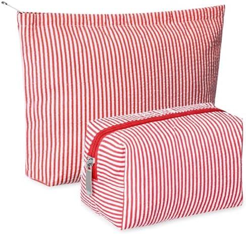 Huhumy 2 Pcs Makeup Bag Set for Women, Thin Stripe by Huhumy