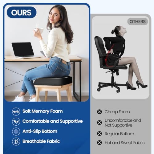 SweetSlubr Seat Cushion, Chair Pad, Memory Foam Tailbone Pain Relief - Image 5