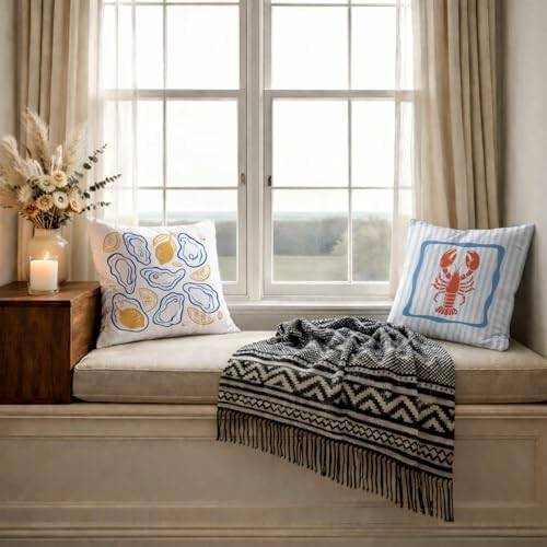 Summer Seashell Lemon Lobster Pillow Covers 18x18, Crawfish Boil Party - Image 6