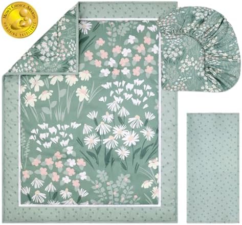The Peanutshell Sage Meadow 3-Piece Baby Girl Crib Bedding Set - Image 3