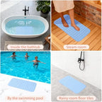 Anti-Slip Bathtub Shower Mat 28×15 Inch Opaque Light Blue - Image 6