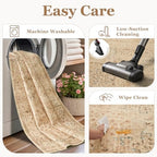 Neutral Tan 2.6x8 Runner Rug for Entryway Non Slip, Low Pile Thin Washable - Image 5