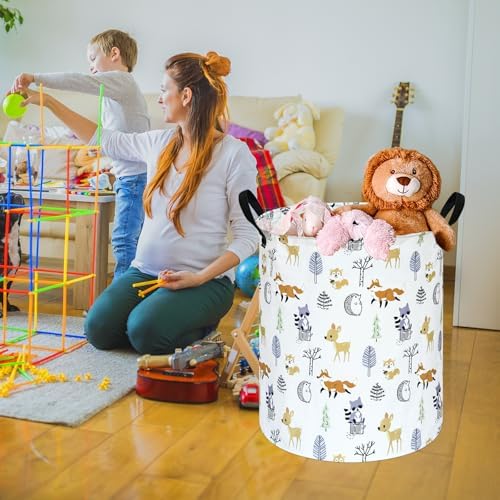 Round Laundry Basket Storage Bins Nursery Hamper Gift Baskets - Image 3