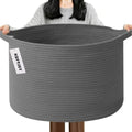 115L Extra Large Blanket Basket, Woven Rope Laundry Basket-Dark Grey by HZFTJOY