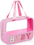 Sanwuta Seersucker Baby Bag Chenille Letter Clear Makeup Bag by Sanwuta
