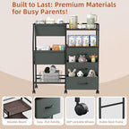 Somdot Baby Diaper Caddy Organizer, 3-Tier Rolling Cart - Image 5
