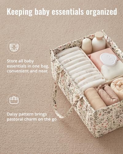 Blissful Diary Floral Diaper Caddy Organizer Storage Basket, Pastoral Daisy - Image 2